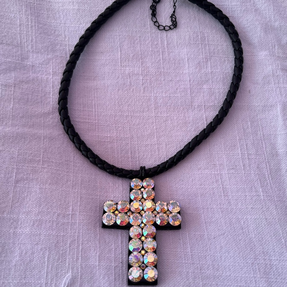 Chunky blingy cross necklace